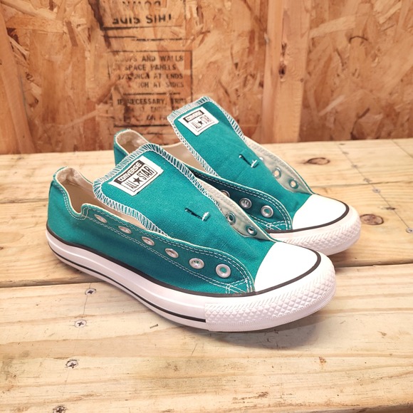 Converse All Star Slip On Teal Green Canvas Sneakers Shoes Womens Size 8 - Picture 1 of 10